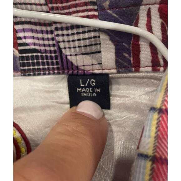 Robert Graham Maroon Blue Navy Checked Button Down Contrast Cuffs Size Large - Picture 6 of 12